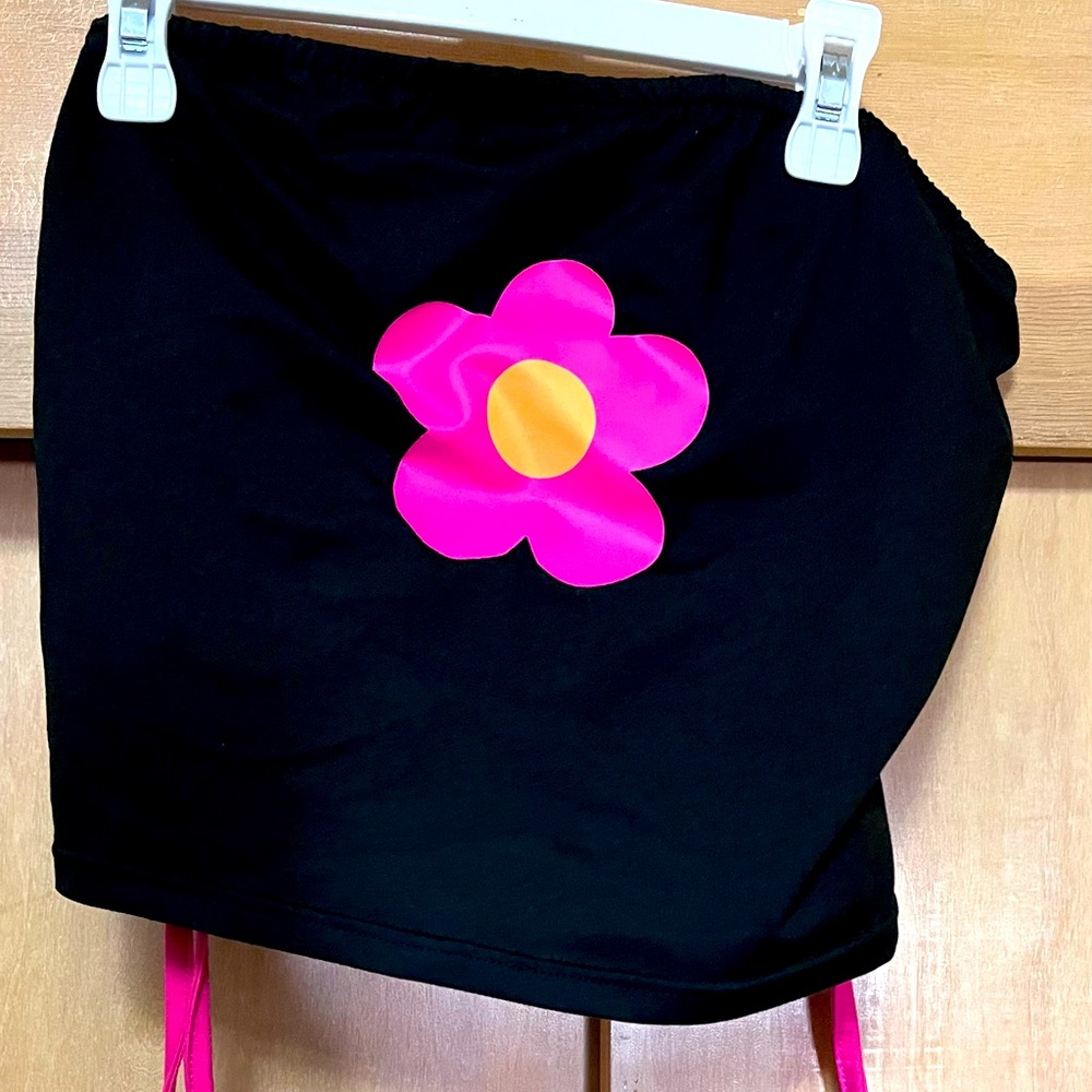 SHEIN curve 1x y2k flower tube top